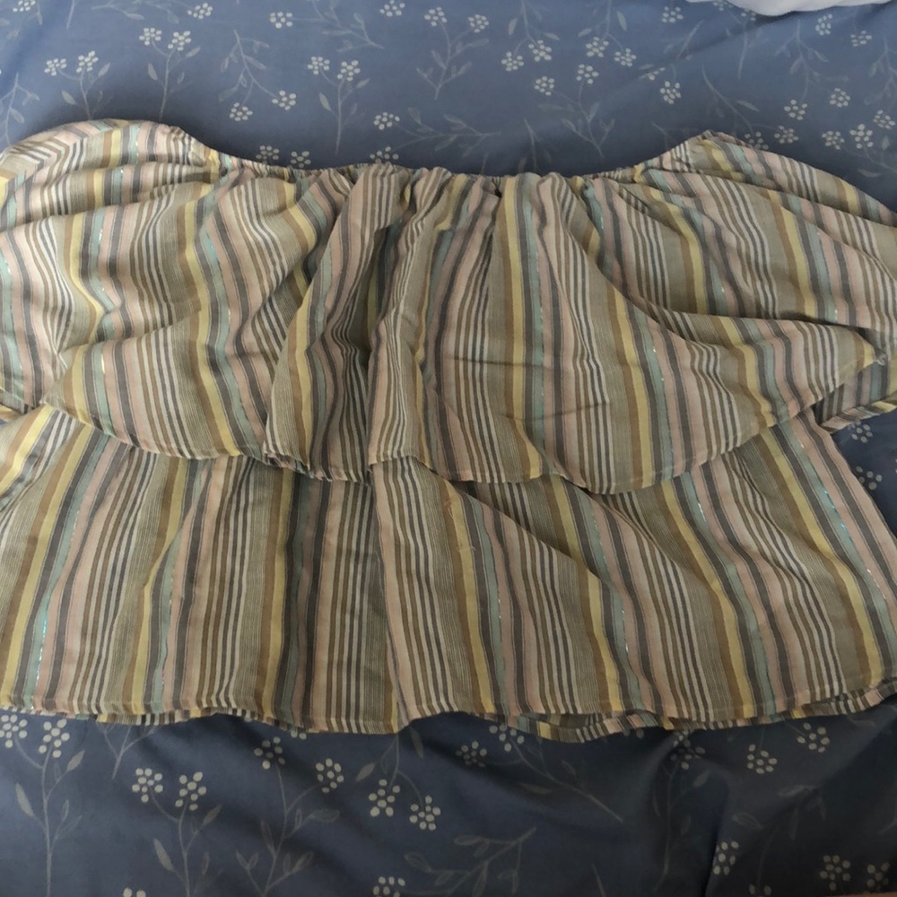 Ruffled stripe off the shoulder top